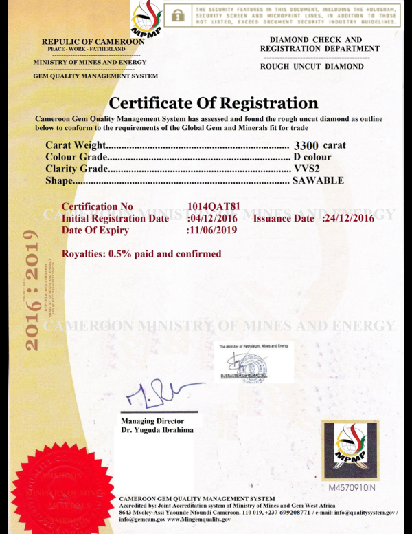 3300 ct VVS2 D Rough diamond - Image 6