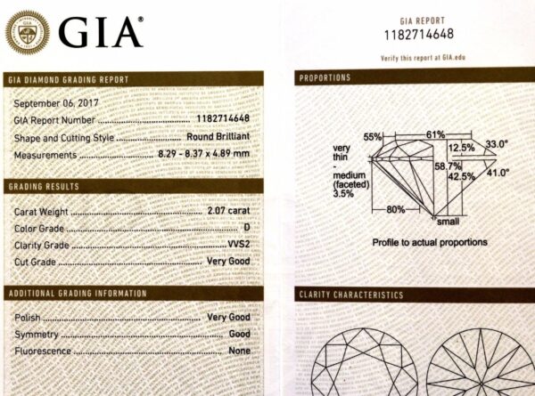 GIA loose certified 2.07ct VVS2 D round brilliant diamond - Image 6