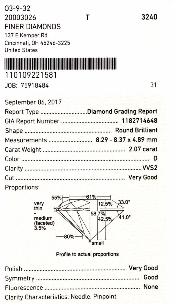 GIA loose certified 2.07ct VVS2 D round brilliant diamond - Image 7